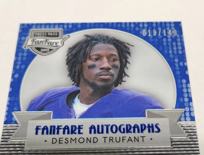 DESMOND TRUFANT 2013 Press Pass Fanfare AUTO ~ #'d /149 ~ Washington U ~ FALCONS - Image 2 of 3