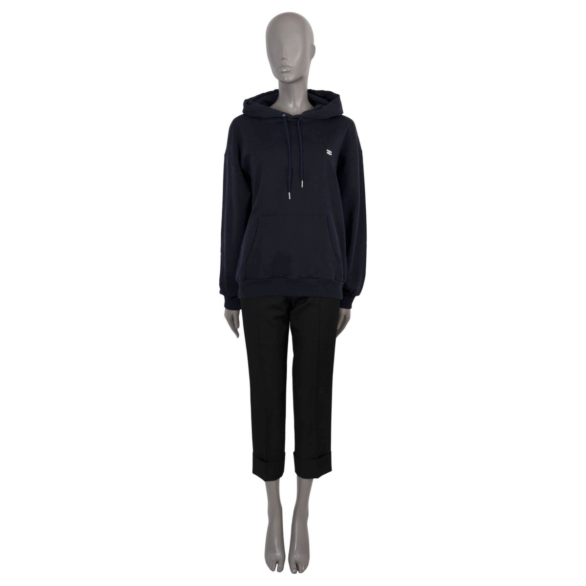 70154 auth CELINE navy blue cotton & cashmere TRIOMPHE