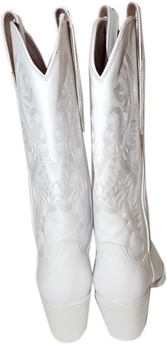 Jeffrey Campbell Dagget Western Boots White Leather Booties 9.5 Embroidered - Picture 8 of 9