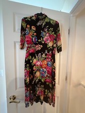 Women's Anthropologie Black Floral Pattern Dress with Turtleneck Size 6