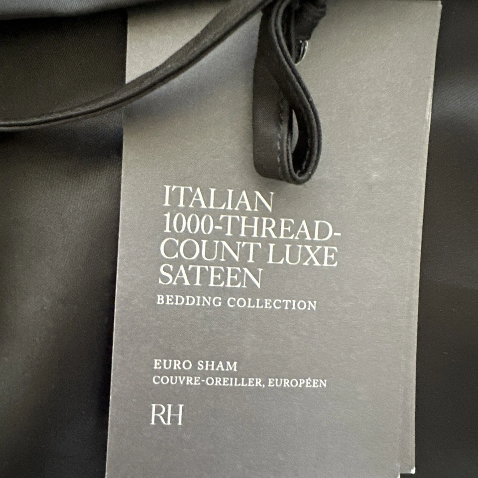 2 Restoration Hardware Euro Sham Italian 1000 Thread Count Luxe Sateen 黑色 — 第 2/4 张图片