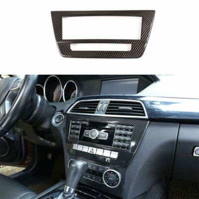 For Benz C-Class 2011-2014 ABS Carbon Fiber Central Volume CD Switch Cover Trim