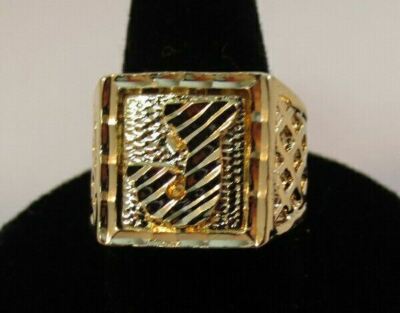 SIZE 11 MENS 14KT GOLD EP BLING LETTER J INITIAL HIP HOP RING