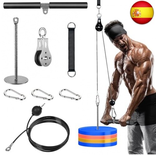 Lyndwin Poleas Gimnasio para Casa, Polea Gimnasio Casa con Barra Recta Agarres