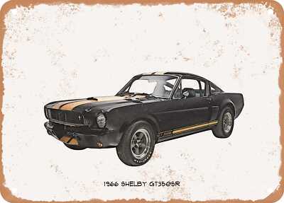 Classic Car Art - 1966 Shelby GT350SR Pencil Sketch - Rusty Look Metal Sign