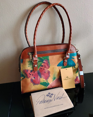 NWT Patricia Nash Calvi Watercolor Butterfly Satchel Shoulder Bag Removble Strap
