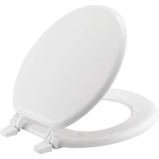 NEW Round Closed Front Enameled Wood Toilet Seat in White Durable & Wood Finish