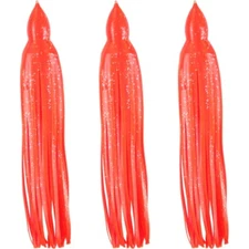 5.5" to 8.5" Orange Octopus Squid Hoochie Replacement Skirt - 3 Pack