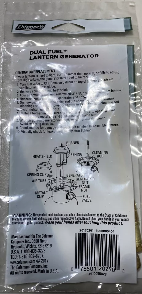 Generador de linterna de combustible doble Coleman 295 # 295-5891/3000005404 Foto 3 de 3