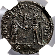 Diocletian Roman Empire AD 284-305 NGC AU Aurelianianus Soldier Spear Victory