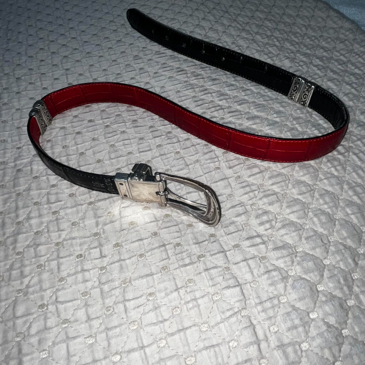 Vintage Brighton Reversible Belt Black Red Leather Silver  display picture 2