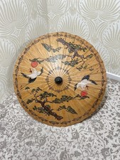VINTAGE CHINESE / JAPENESE LARGE DECORATIVE BAMBOO PARASOL UMBRELLA 