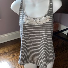 Hollister Striped Tank Top w Cute Flowers, M ...