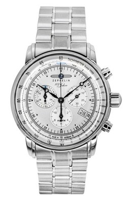 Zeppelin 100 Jahre Chronograph White Dial Quartz 50M Z7680MB1 Men's Watch