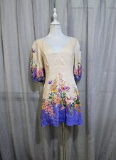 Zimmermann Tropicana Tie Sleeve Mini Dress Blue Floral s.1 AU 10 US 6
