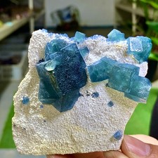 167G Rare transparent green cubic fluorite mineral crystal sample