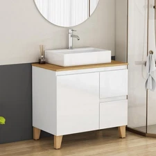 31.5" Modern Bathroom Vanity w/ Sink, Soft-Close Drawers, White
