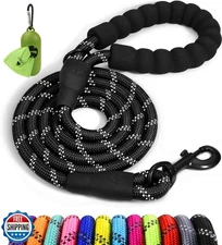 Taglory Rope Dog Leash 6 FT with Comfortable Padded Handle, Highly Reflective