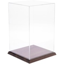 Plymor Clear Acrylic Display Case with Hardwood Base, 7" W x 7" D x 11" H