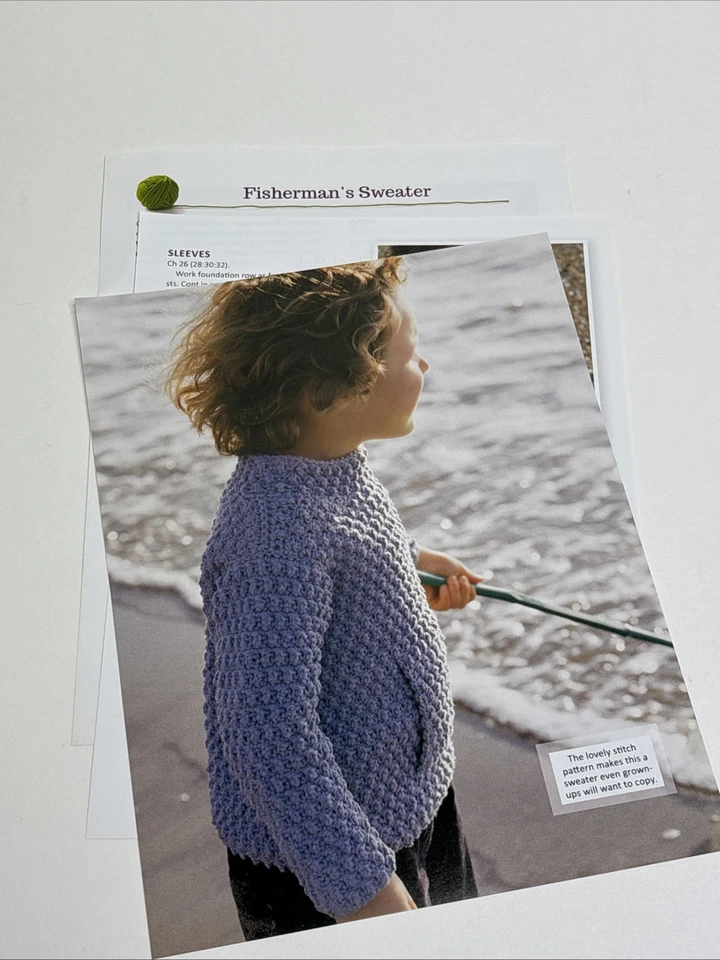 Fisherman's Sweater Child Size Crochet Pattern Page From Book - Image 3 of 3