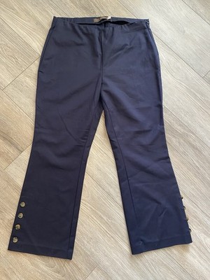 Crosby by Mollie Burch Navy Button Detail Pants Womens 8 Flare Leg Button Detail