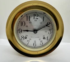 SETH THOMAS CORSAIR SHIP'S BELL NAUTICAL BRASS CLOCK E537-000 1004 GERMAN MOVT.