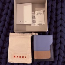 MARNI Blue/Green Bi-fold Saffiano Leather Wallet with Box and Dustbag  Women's 