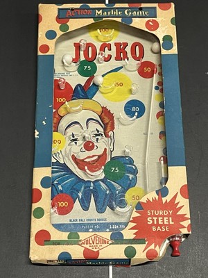 VTG WOLVERINE TOY JOCKO ACTION PINBALL STEEL CASE WITH ORIGINAL BOX NO. 144