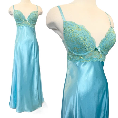 UNDERCOVER Maxi abito slip anni 90 Victoria’s Secret raso seta vintage reggiseno miracoloso M