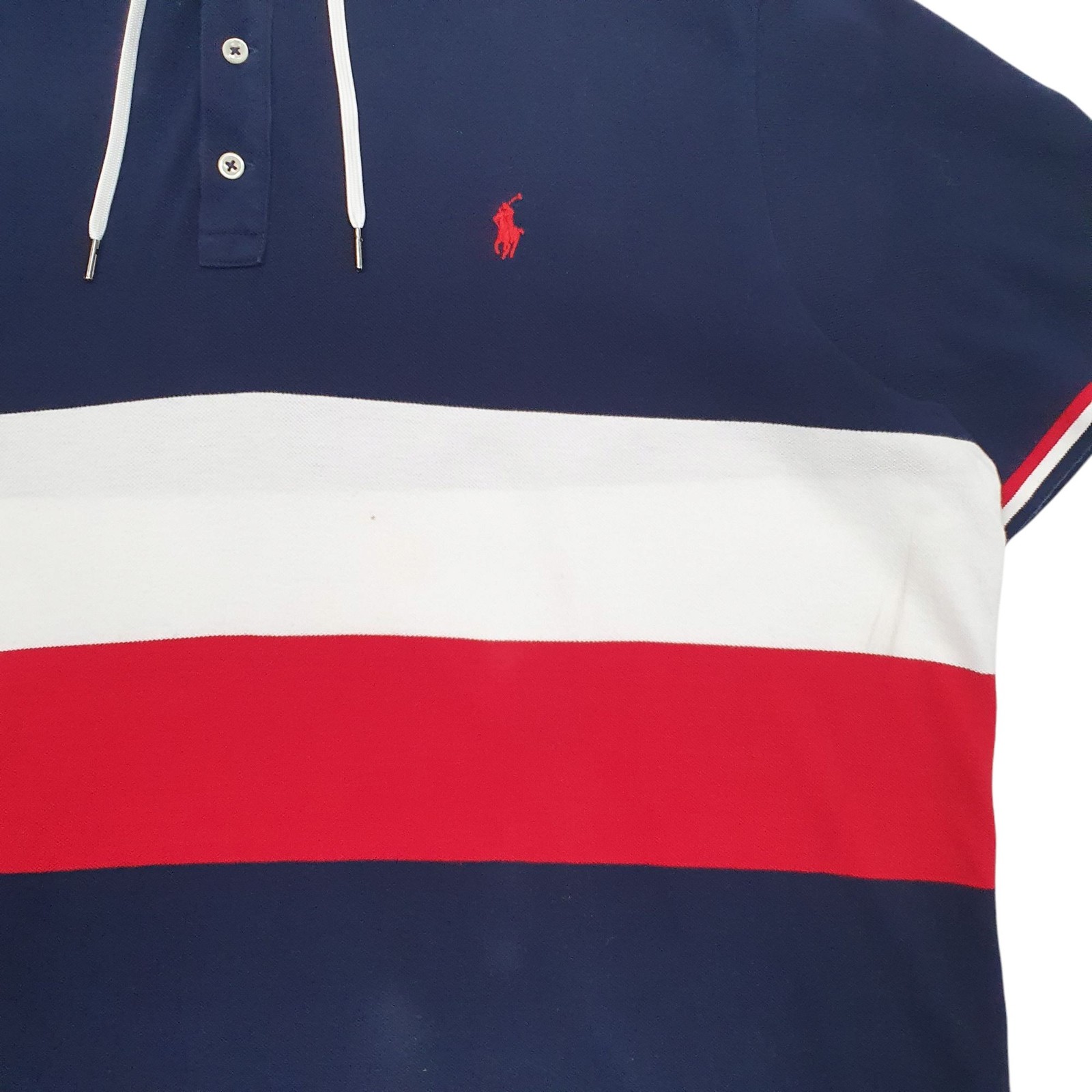 POLO RALPH LAUREN Navy Polo Shirt Hooded Short Sleeve Cotton Mens XXL image 4