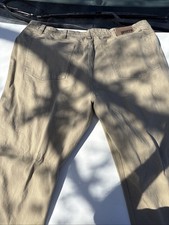 Duluth Trading Flex Fire Hose Pants 44x32 Relaxed Fit Canvas Stretch Light Brown