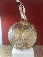 Pottery Barn Hand Blown Glass Ornament Gold G...