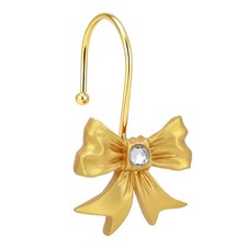 EleCharm Decorative Shower Curtain Hooks, 12PCS Bow Knot Hooks Gold