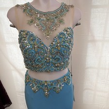 Alyce Paris Turquoise Embellished Formal Two Piece Gown Dress Size 10 Lot 13