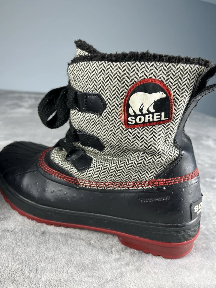 Sorel водонепроницаемый утка ботинки женщин 9 Tivoli елочка черный/красный на открытом воздухе снег - Изображение 2 из 4