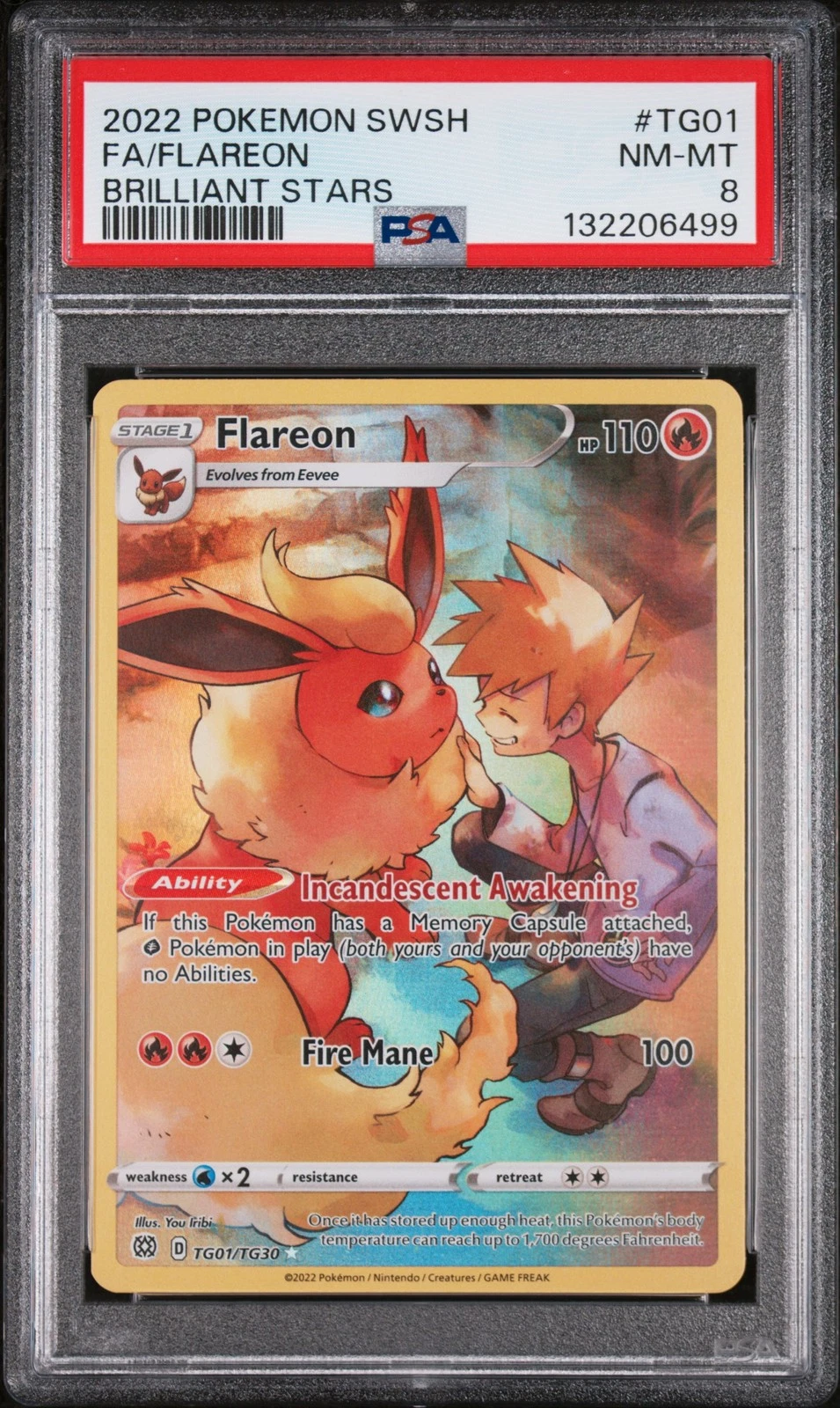 PSA 8 Flareon Tg01 Brilliant Stars Pokemon Card