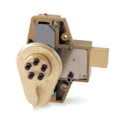 KABA 904-04 Pushbutton Deadbolt,Satin Brass 1U082