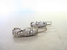 Two extra small tiny silver crystal hair pin clip barrettes fine hair