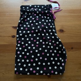 NWT Victoria&rsquo;s Secret Pajama PJ Pants Black Pink Polka Dots Sz L 