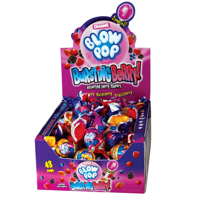 Blow Pop Bursting Berry Lollipops - Individually Wrapped Dual Candy and Gum Suck