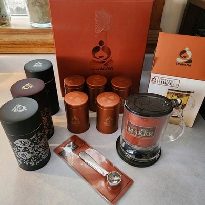 USED Teavana Perfectea Essential Set, 16 oz Infuser, 2oz tins, spoon, EXTRA TINS