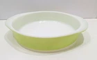Vintage Pyrex Lime Green 9" Ovenware Cake Pan White Milk Glass