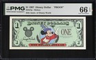 1997 $1 PROOF Disney Dollar Sorcerer Mickey PMG 66EPQ DIS47p WDW NO SERIAL # — photo 1