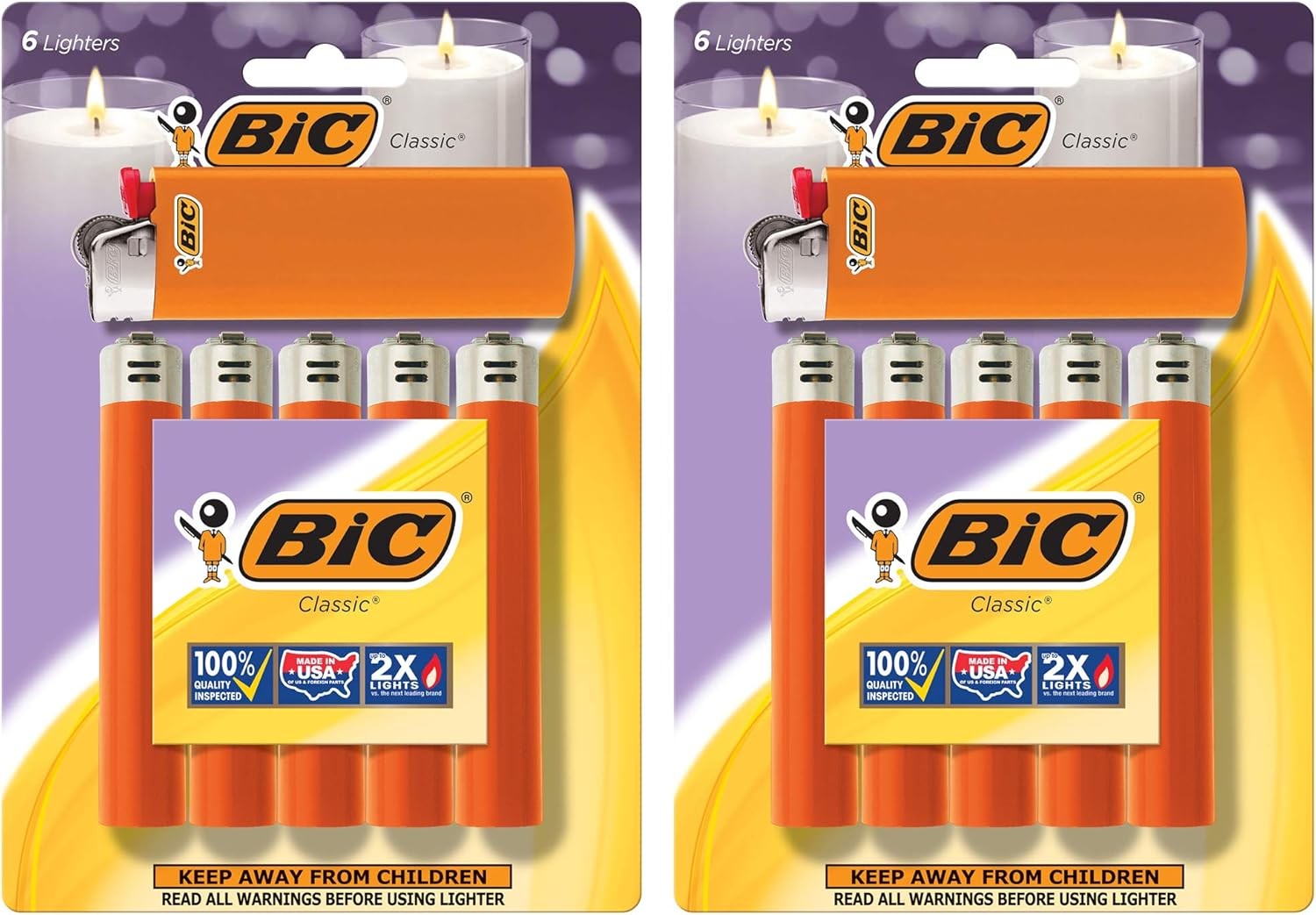BIC Classic Maxi Pocket Lighter, Orange, 12-Pack (Packaging 