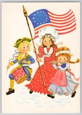 Children with Betsy Ross Flag, 'Bearers of Freedom', Ladies Aux. V.F.W., Chrome