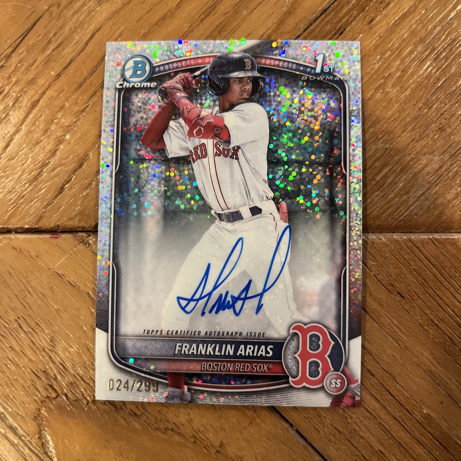 2025 1st Bowman Chrome Franklin Arias Autograph Speckle Refractor /299 Rookie 