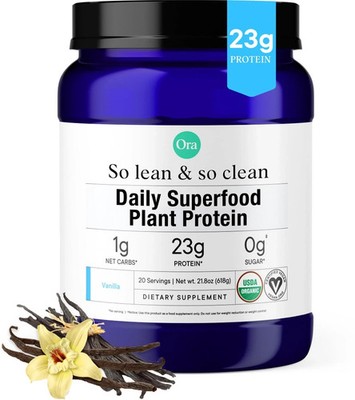 Plant-Based Protein Powder - 23g Protein for Women and Men - Vanilla Flavor 2...
