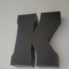 Black Metal Letter K Wall Mounted Sign Matte Finish Vertical 10x8