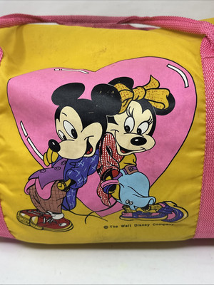 Vintage Disney Mickey And Minnie Mouse Yellow Gym Duffel Bag