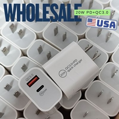 For iPhone 17 16 15 14 13 12 8 Fast Charger Block 20W USB Type C PD Adapter Lot
